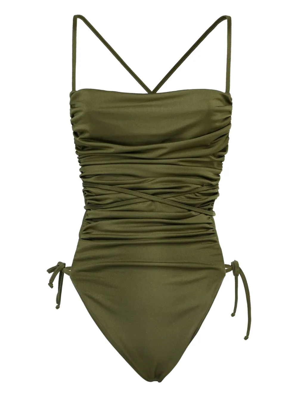 La Semaine ruched cross-back swimsuit - Verde