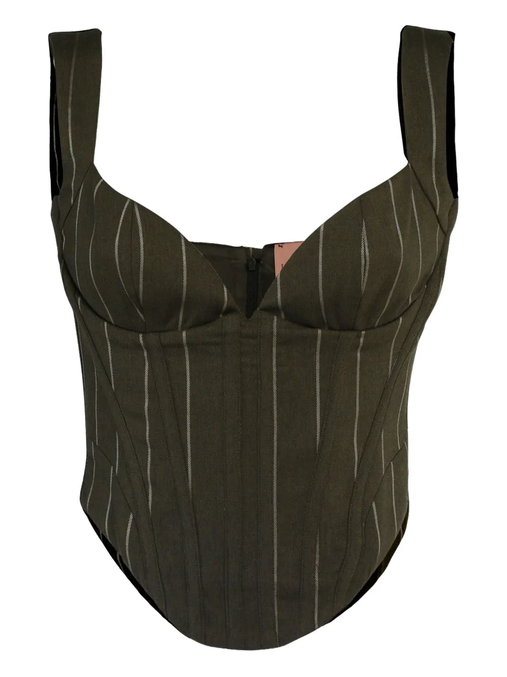 La Semaine pinstripe corset top | Green | Image 1