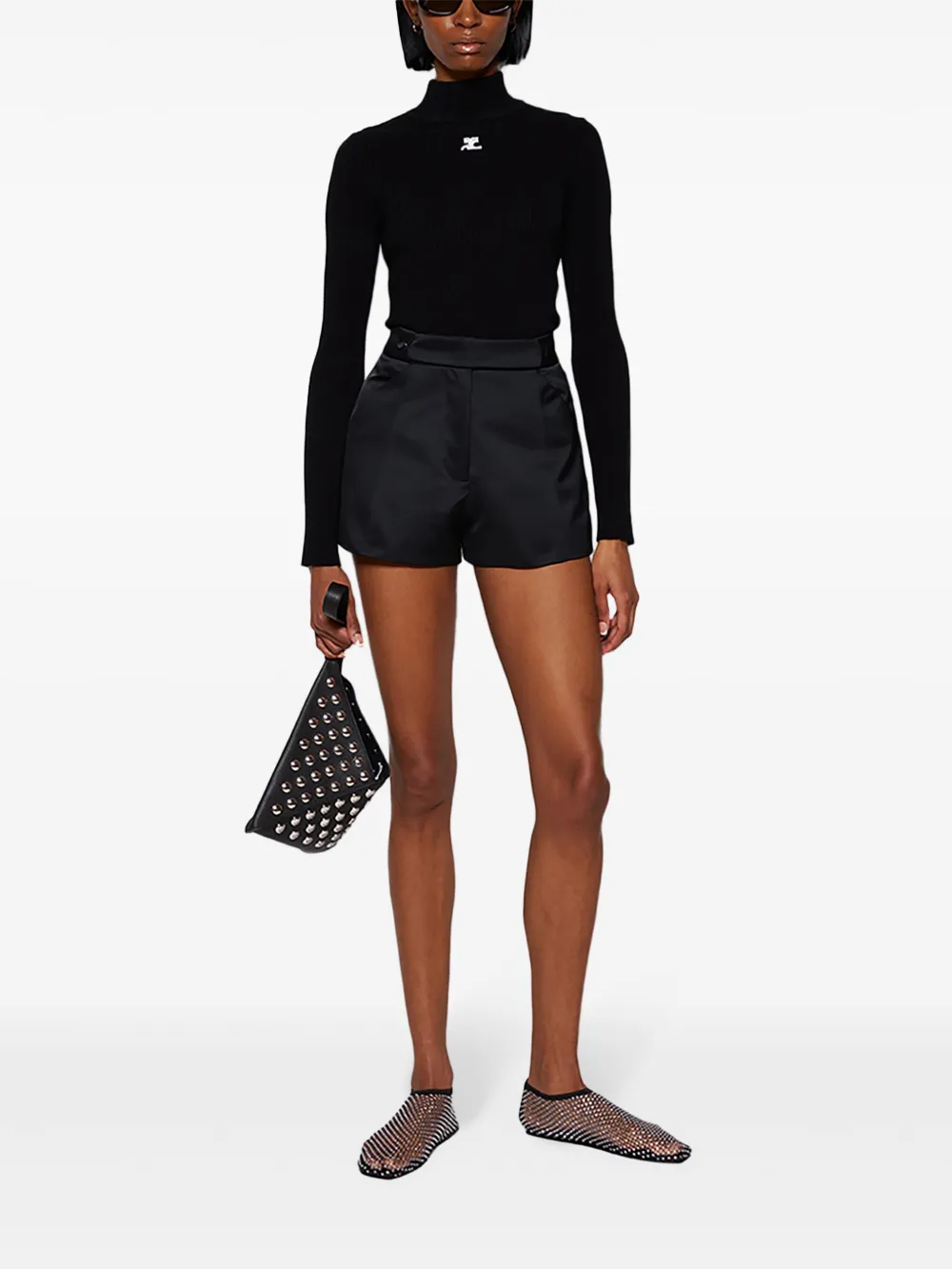 Shop La Semaine Jamie Panelled Mini Shorts In Black