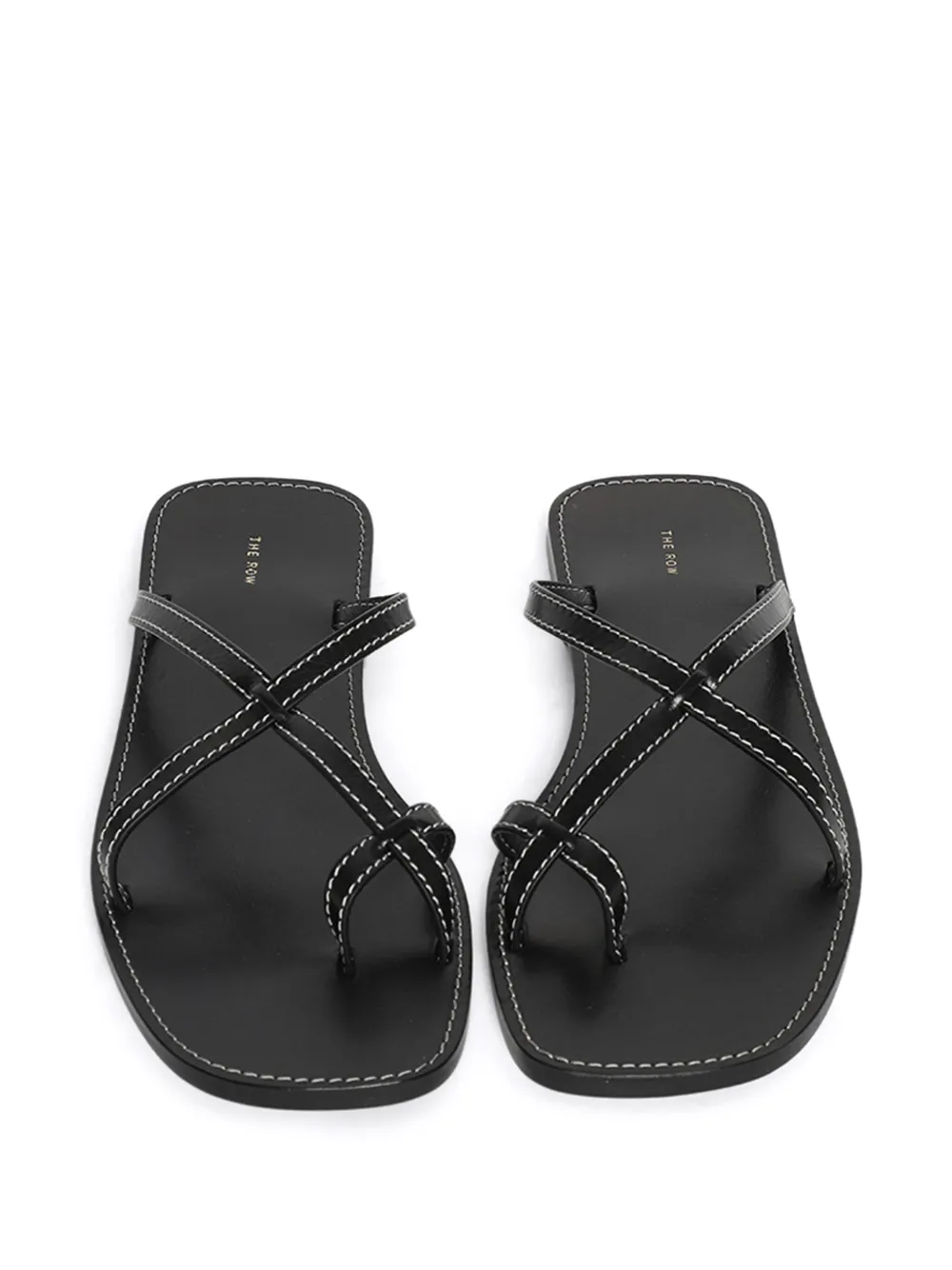 The Row Slippers met contrasterend stiksel - Zwart