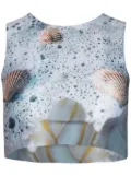 Di Petsa graphic-print cropped tank top - Blue