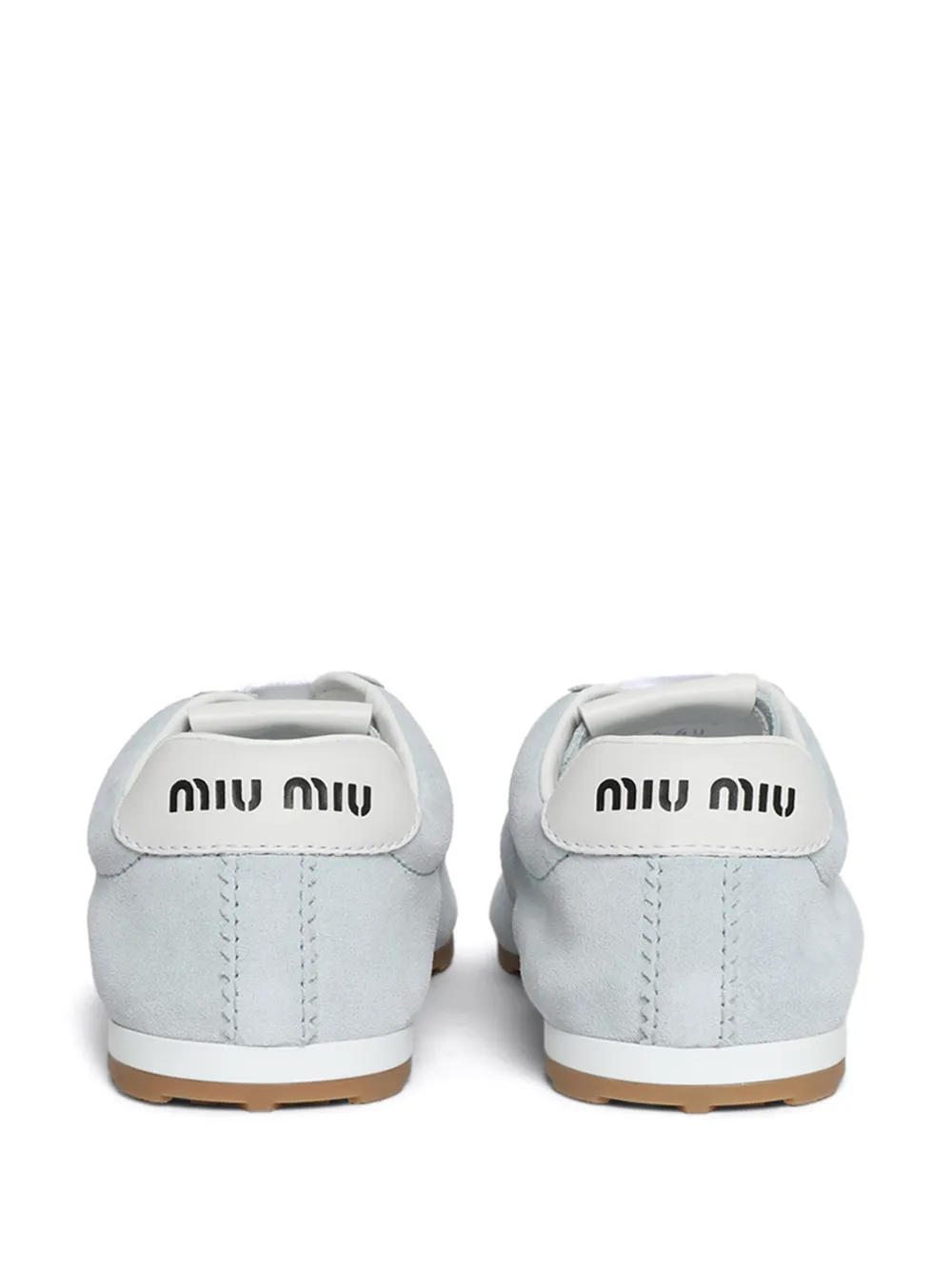 Miu Miu Lace-up Suede Sneakers In Blue
