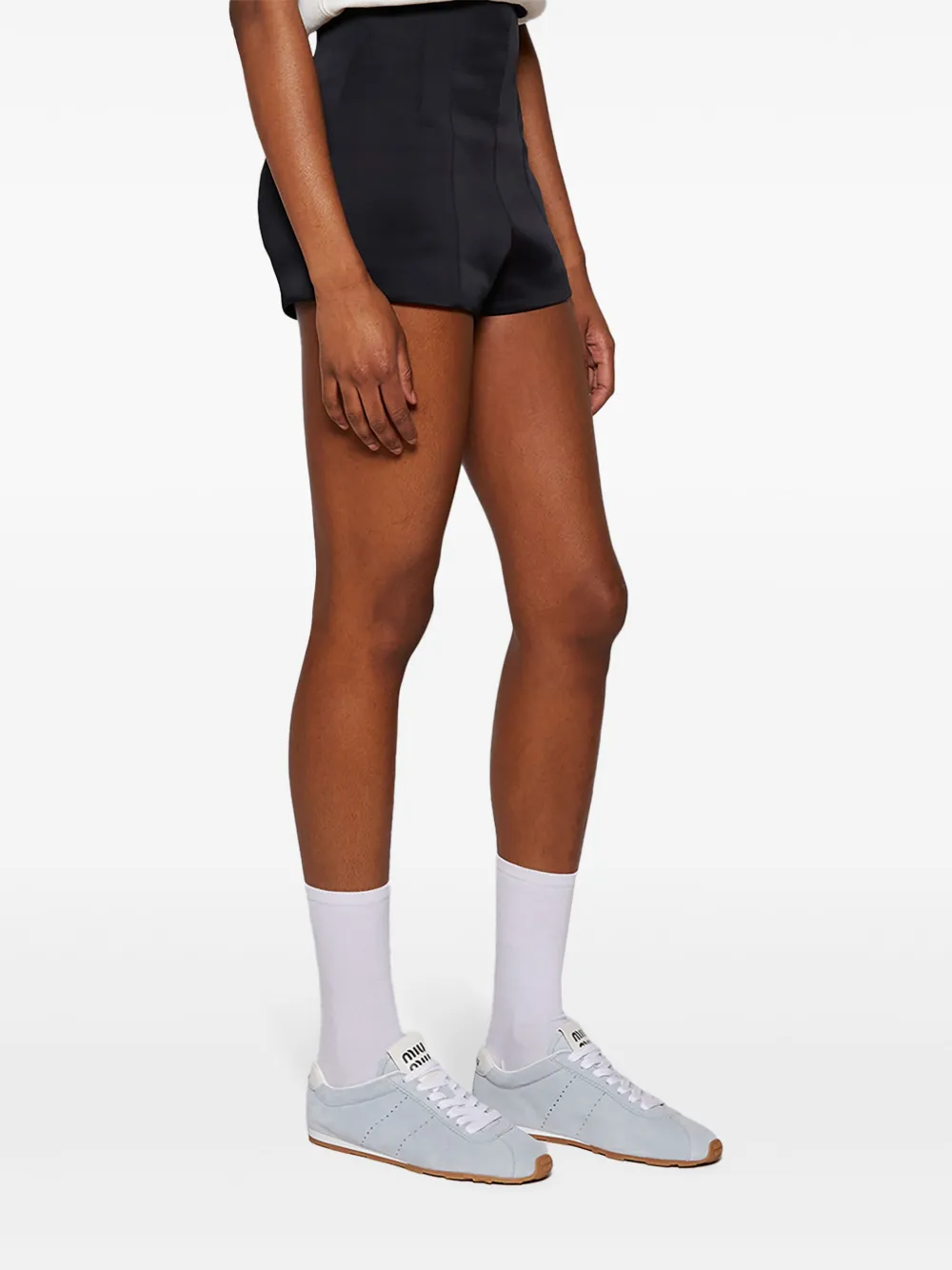 Miu Miu Lace-up Suede Sneakers In Blue