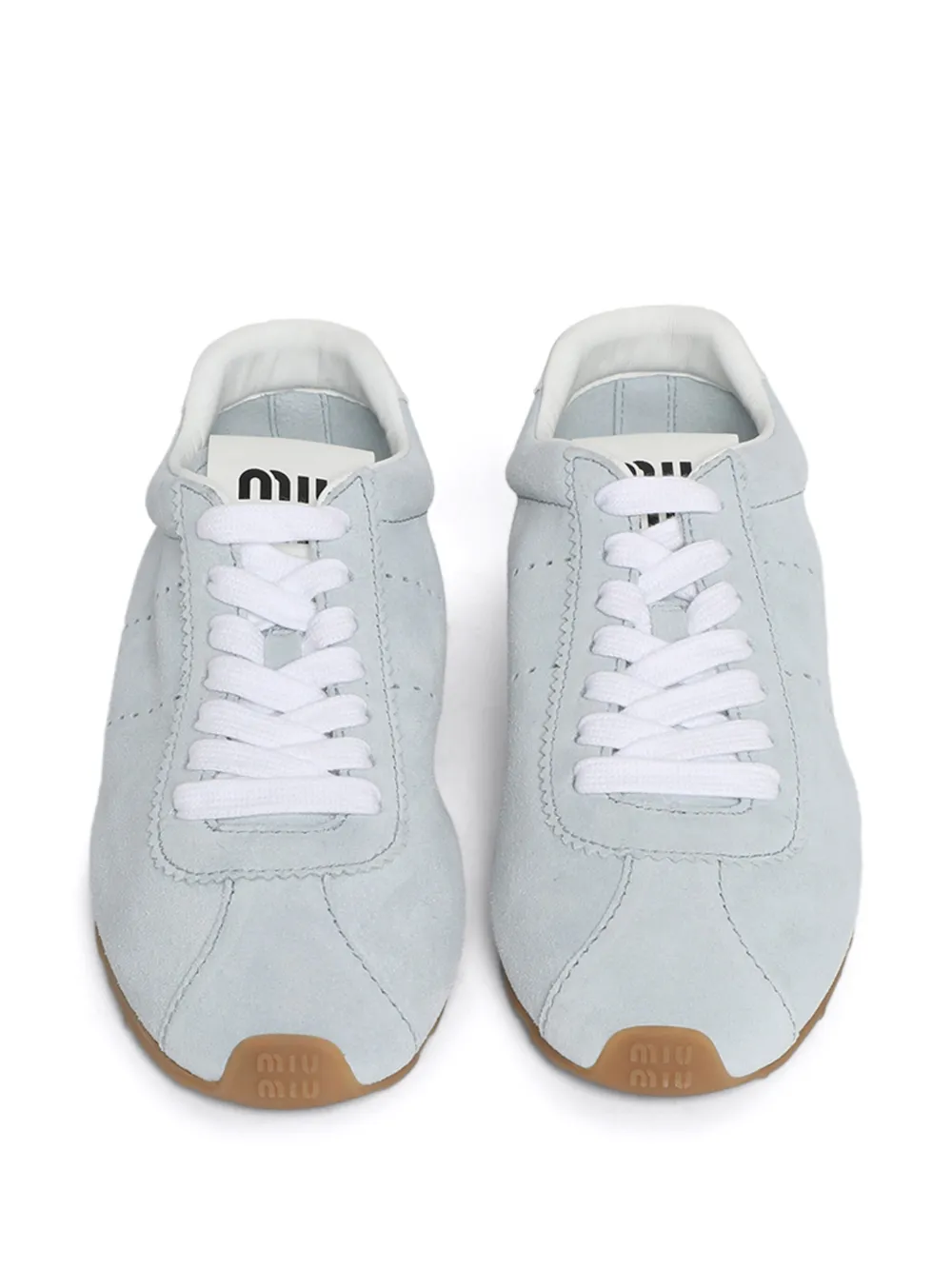 Miu Miu Lace-up Suede Sneakers In Blue