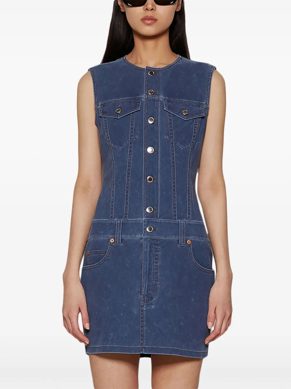 Shop Alexander Wang Denim Bodycon Mini Dress In Blue