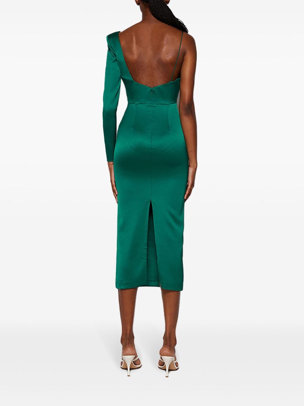 Shop Alex Perry One-shoulder Satin Dress In Green