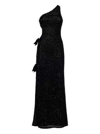 La Semaine Sequin one-shoulder Gown | Black | FARFETCH