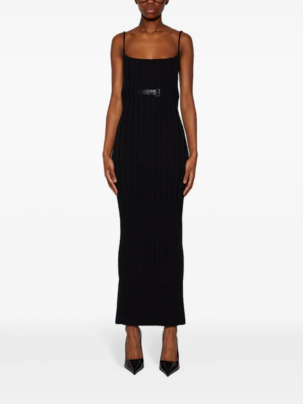 Alexander Wang Belted ribbed-knit Dress | Black | FARFETCH