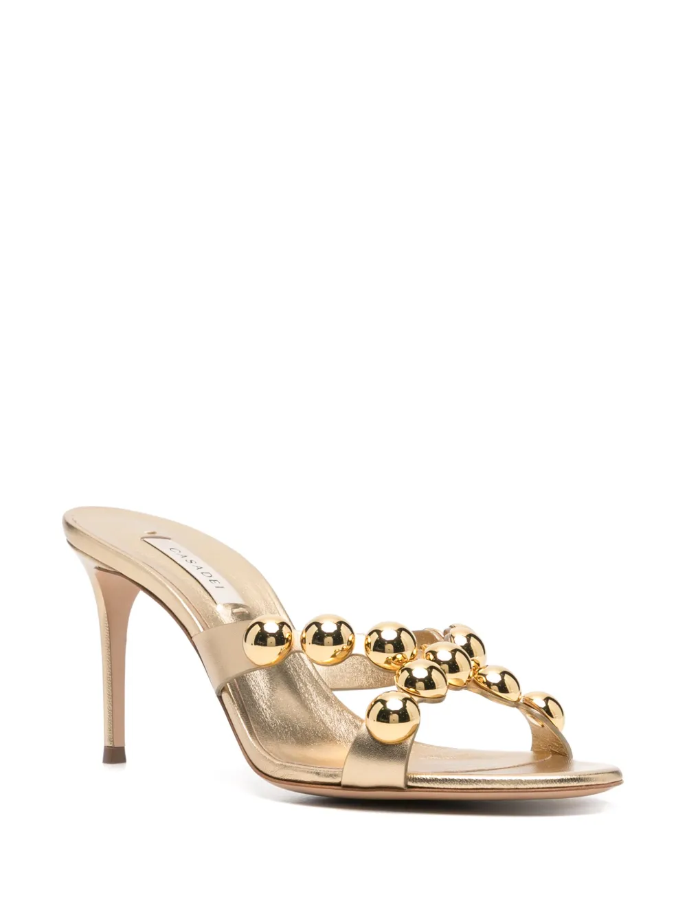 Shop Casadei Tropicana Julia 85mm Mules In Gold