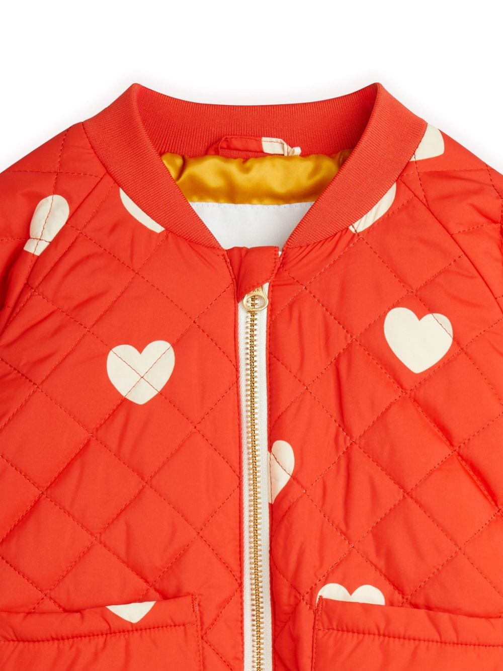 Shop Mini Rodini Hearts Quilted Bomber Jacket In Red