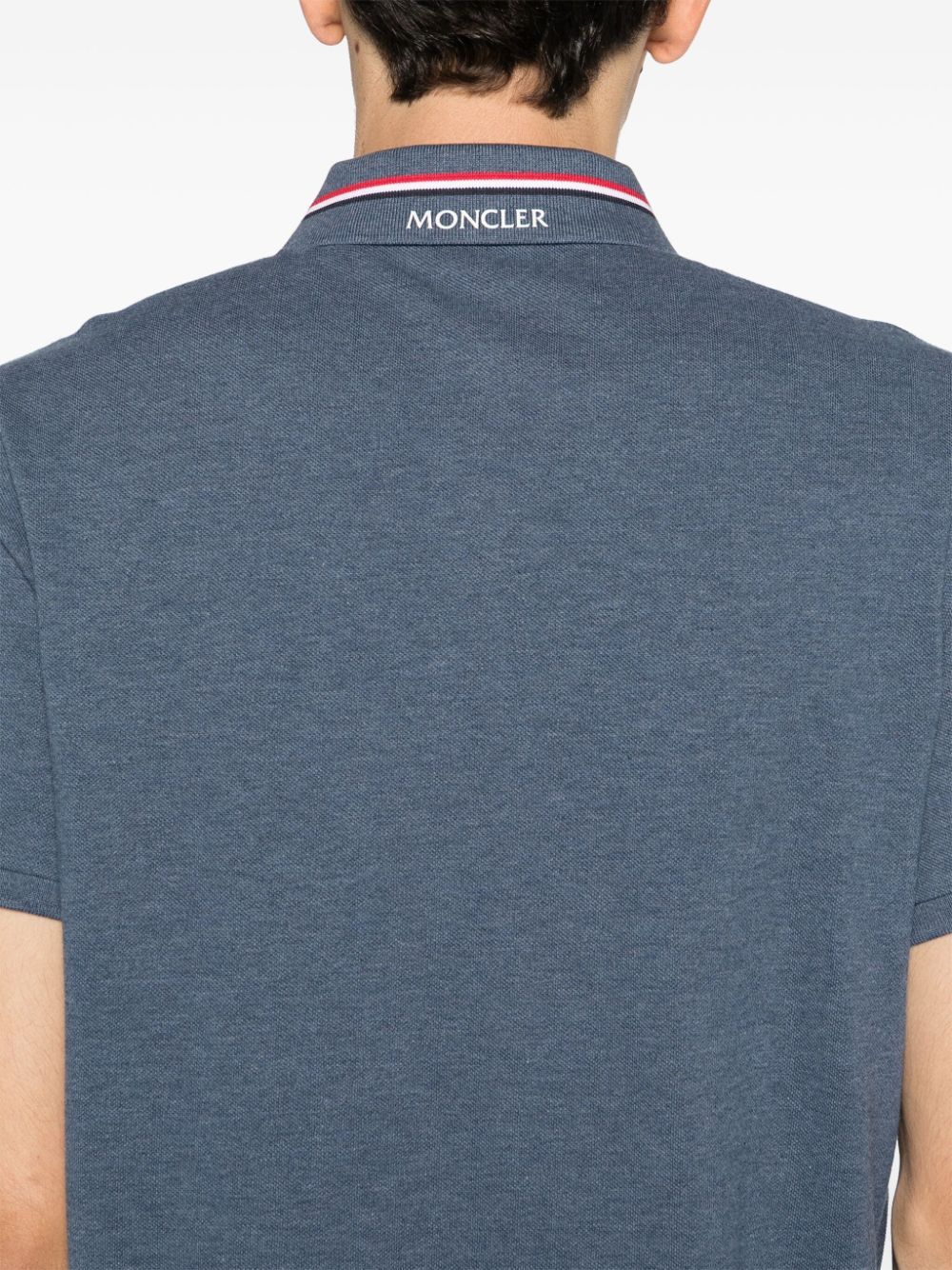 Shop Moncler Logo-patch Piqué Polo Shirt In 蓝色