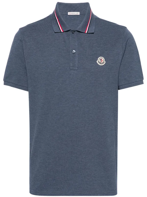 Moncler logo patch Pique Polo Shirt Blue FARFETCH HK