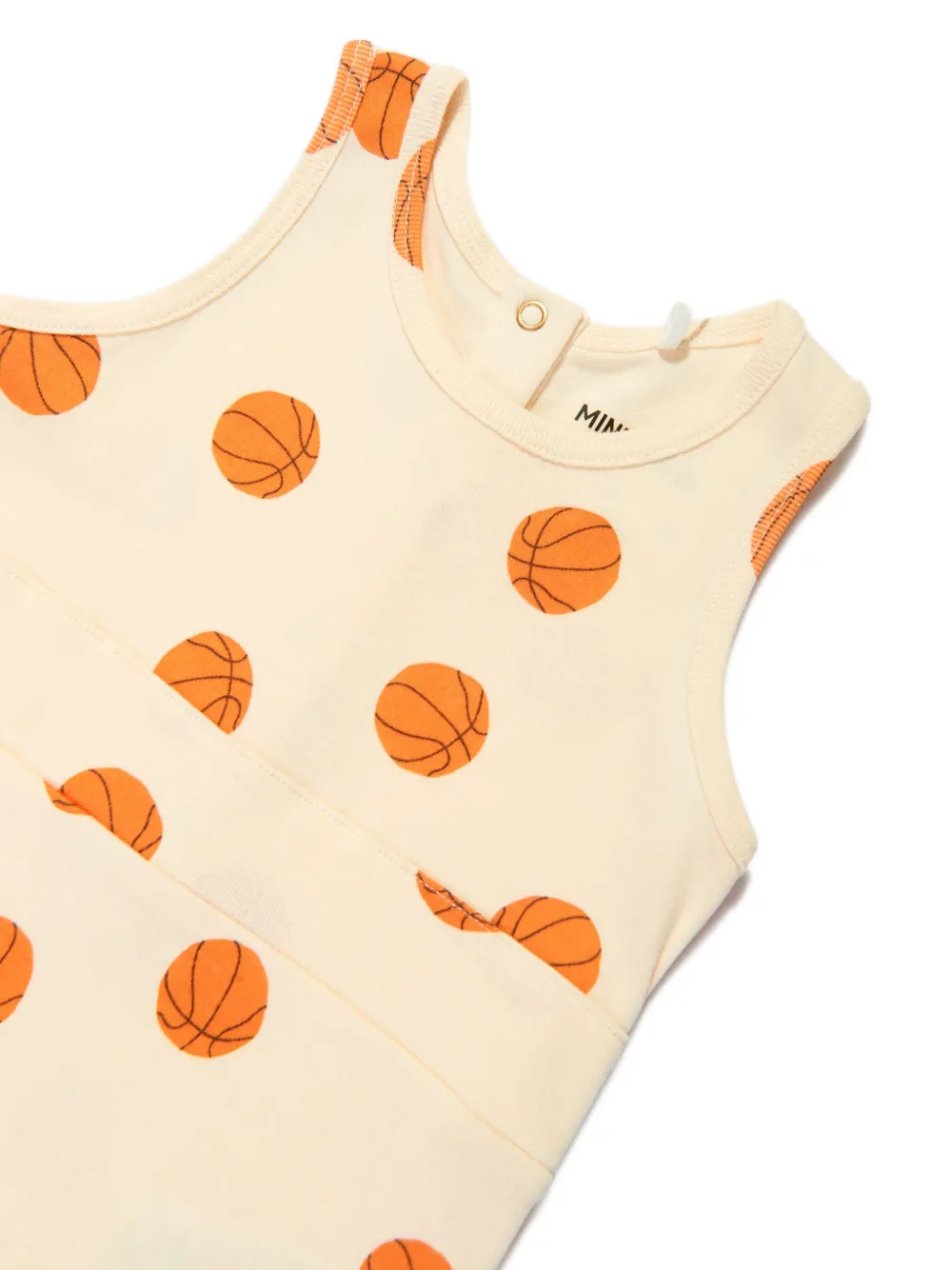 Shop Mini Rodini Basketball-print Cotton Shorties In Neutrals