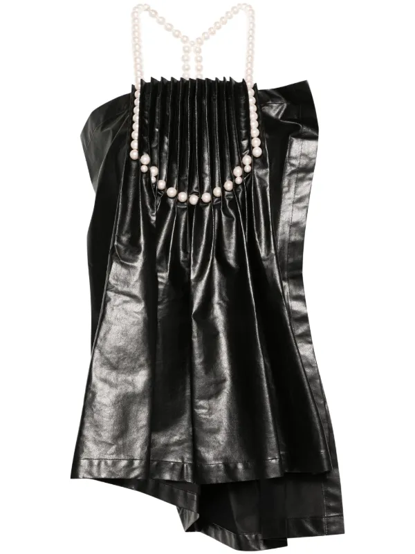 Junya Watanabe Pearl-detail Pleated Blouse in Black