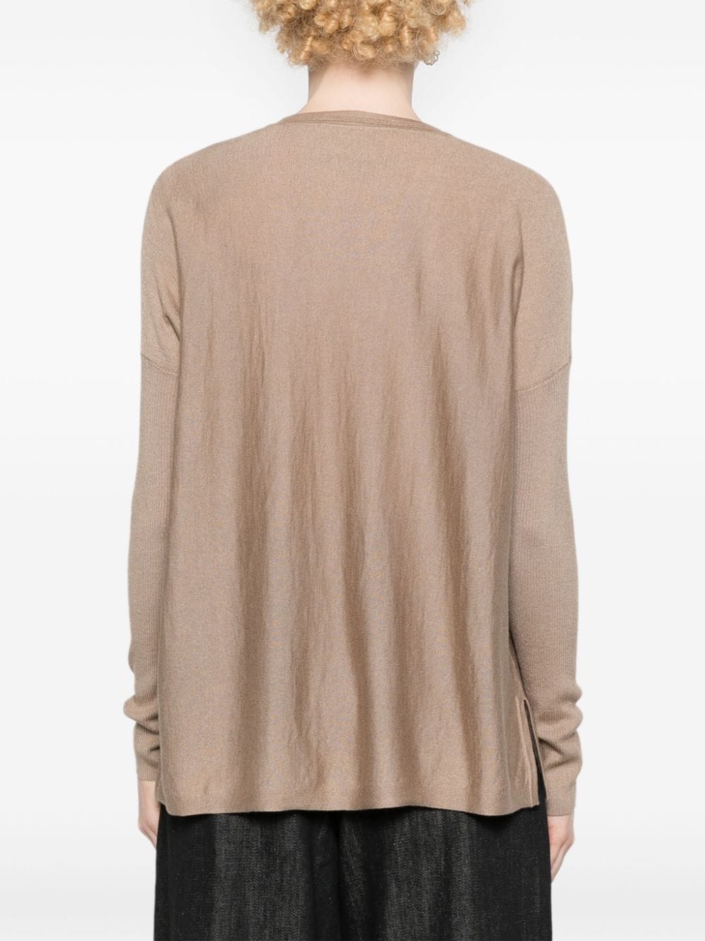 Shop Wild Cashmere Sophia V-neck Fine-knit Jumper In Neutrals