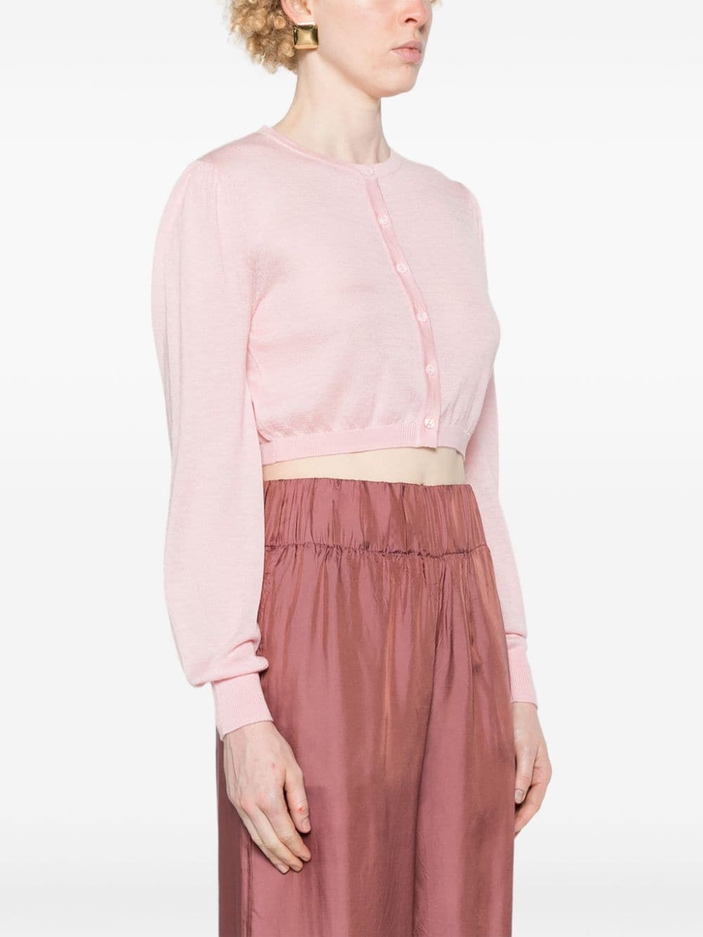 Shop Wild Cashmere Taylor Fine-knit Cropped Cardigan In Pink