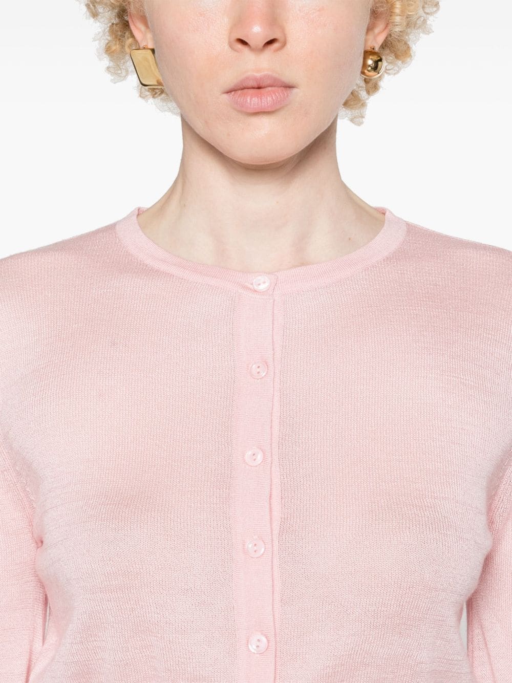 Shop Wild Cashmere Taylor Fine-knit Cropped Cardigan In Pink