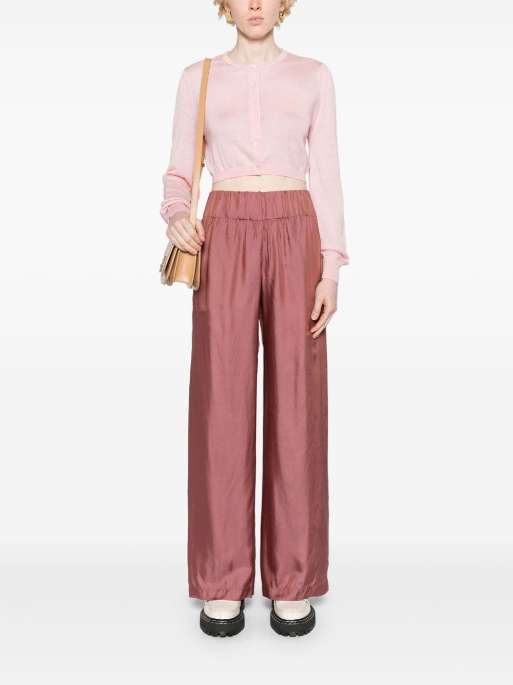 Shop Wild Cashmere Taylor Fine-knit Cropped Cardigan In Pink