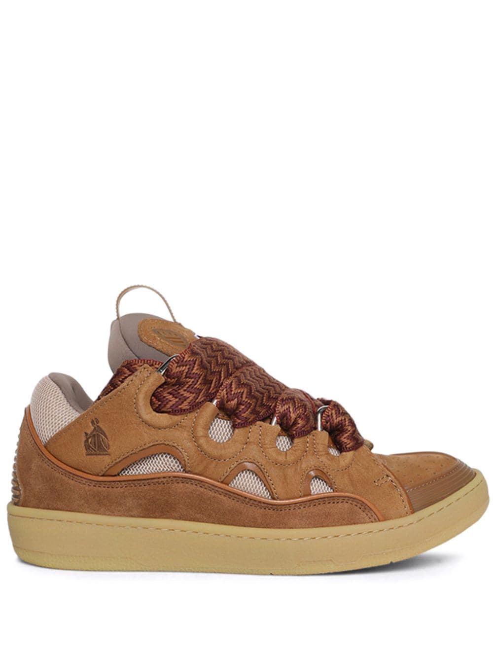 Lanvin Curb Panelled Sneakers In Brown