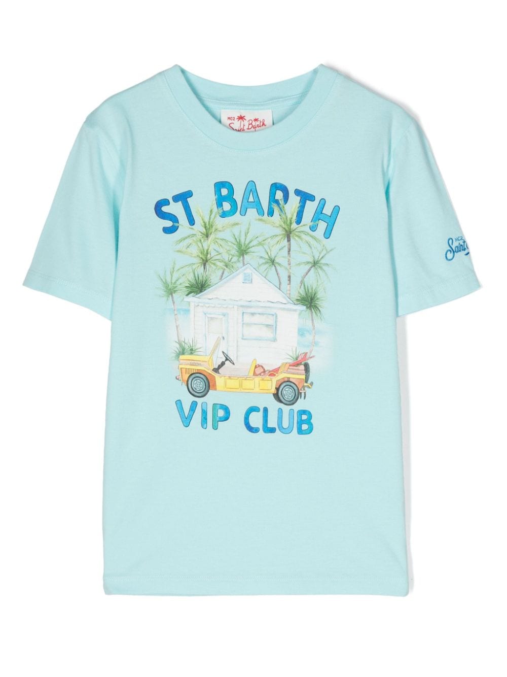 mc2 saint barth kids t-shirt en coton à imprimé paysage - bleu