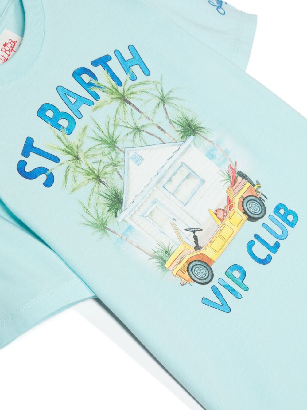 Shop Mc2 Saint Barth Landscape-print Cotton T-shirt In Blue