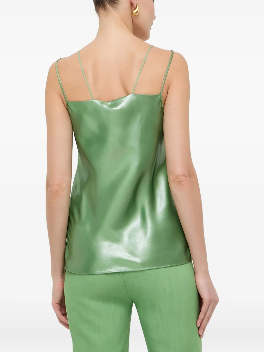 Hugo Boss V-neck Double-strap Top In Green