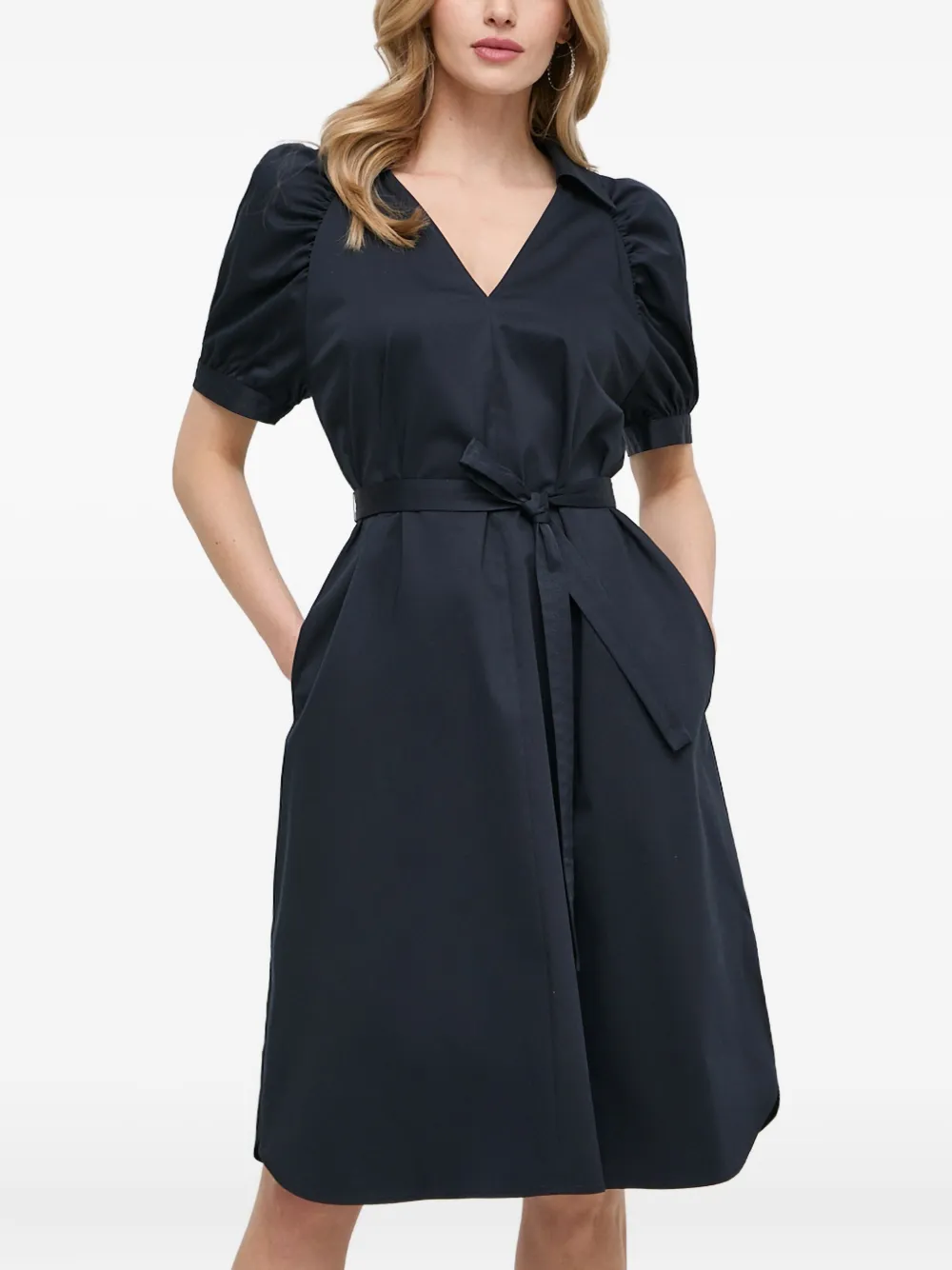 BOSS puff-sleeve belted mini dress | Blue | Image 1