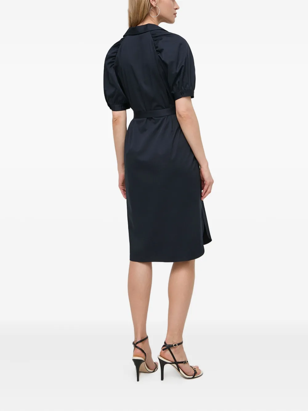 Hugo Boss Puff-sleeve Belted Mini Dress In Black
