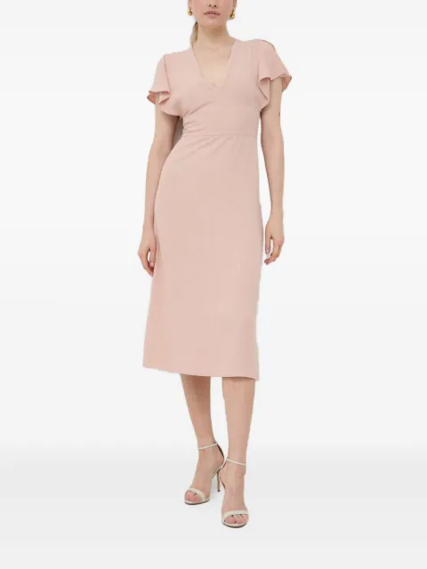 BOSS flutter-sleeve V-neck midi dress