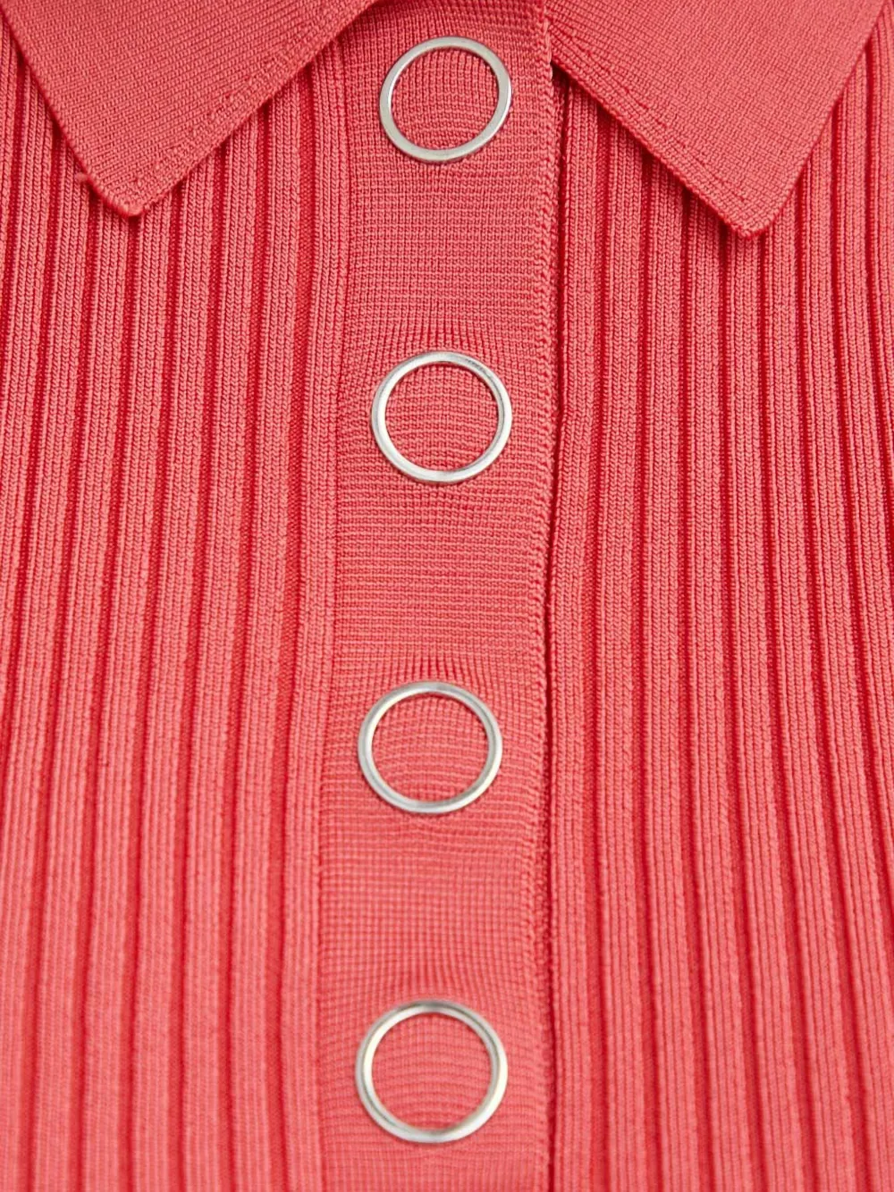 BOSS Geribbelde cropped polotop Roze