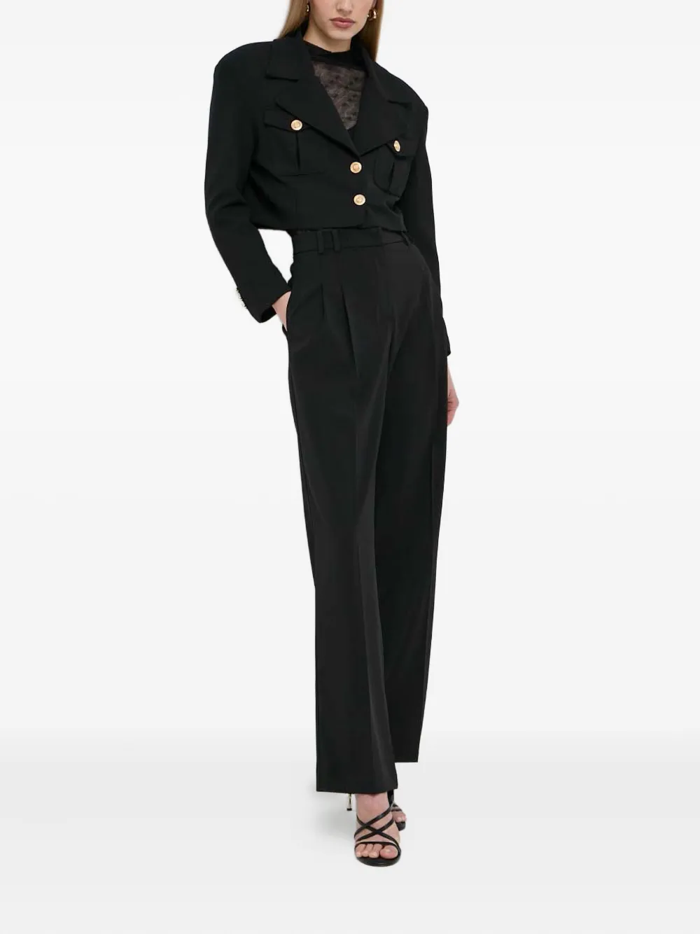 Hugo Boss Mock-neck Patterned Top In Black