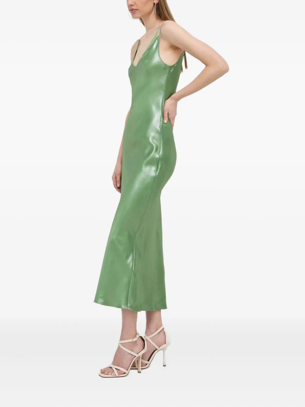 BOSS V-neck midi slip dress - Groen