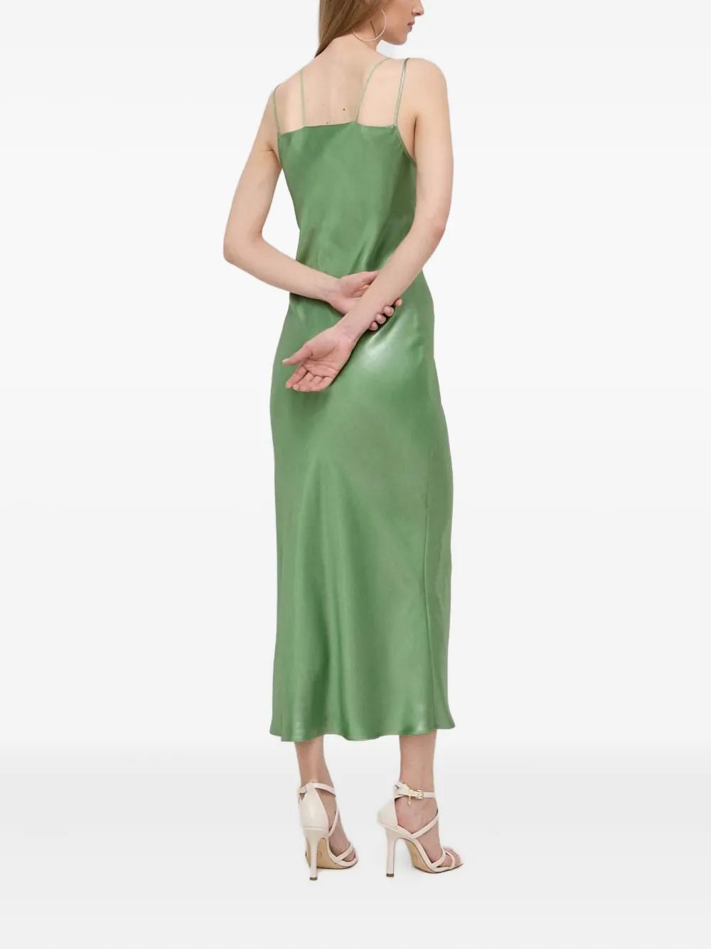 Hugo Boss Evening Dress In Liquid-soft Fabric With Layered Neckline In Green