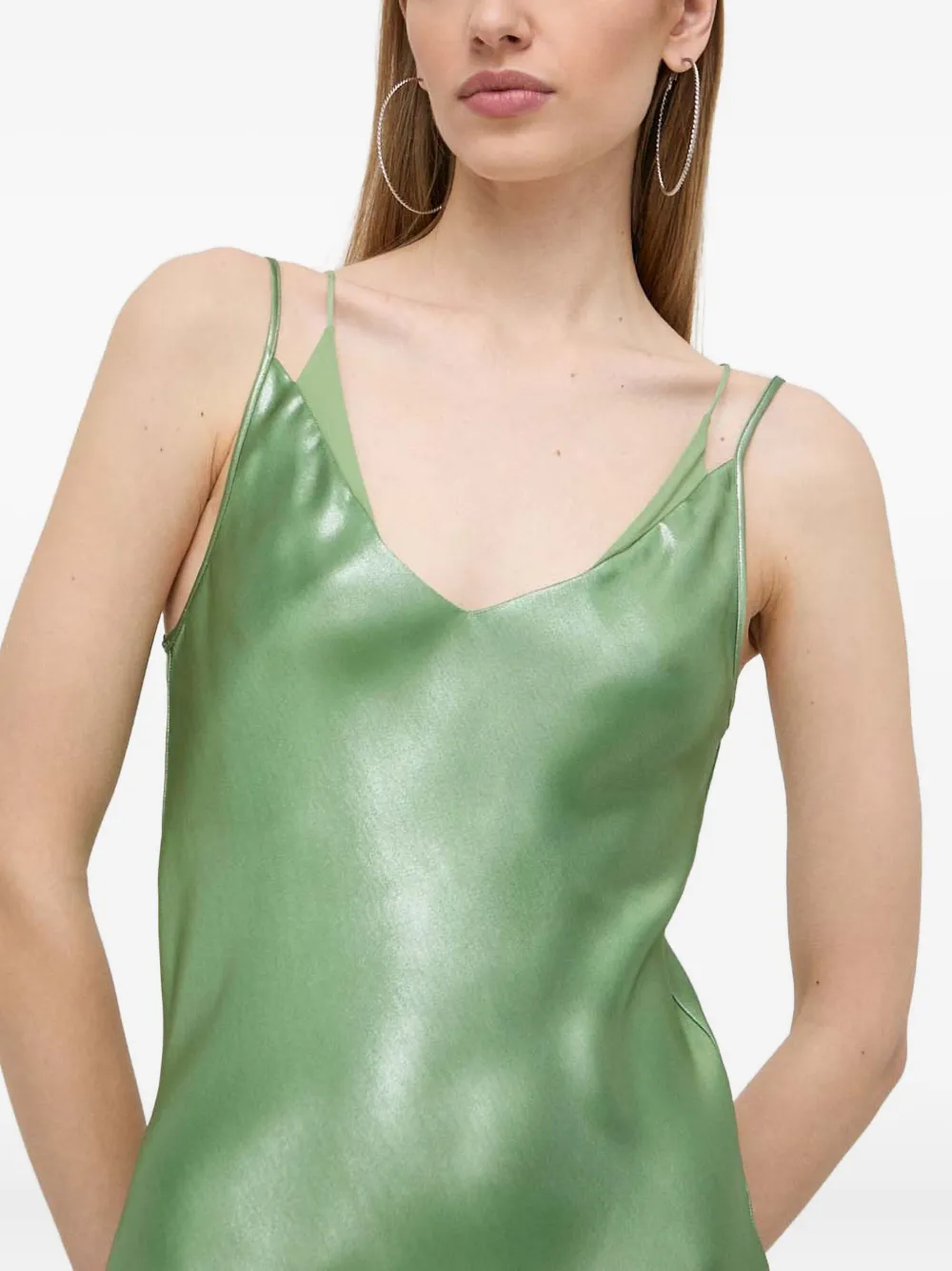 Hugo Boss Evening Dress In Liquid-soft Fabric With Layered Neckline In Green