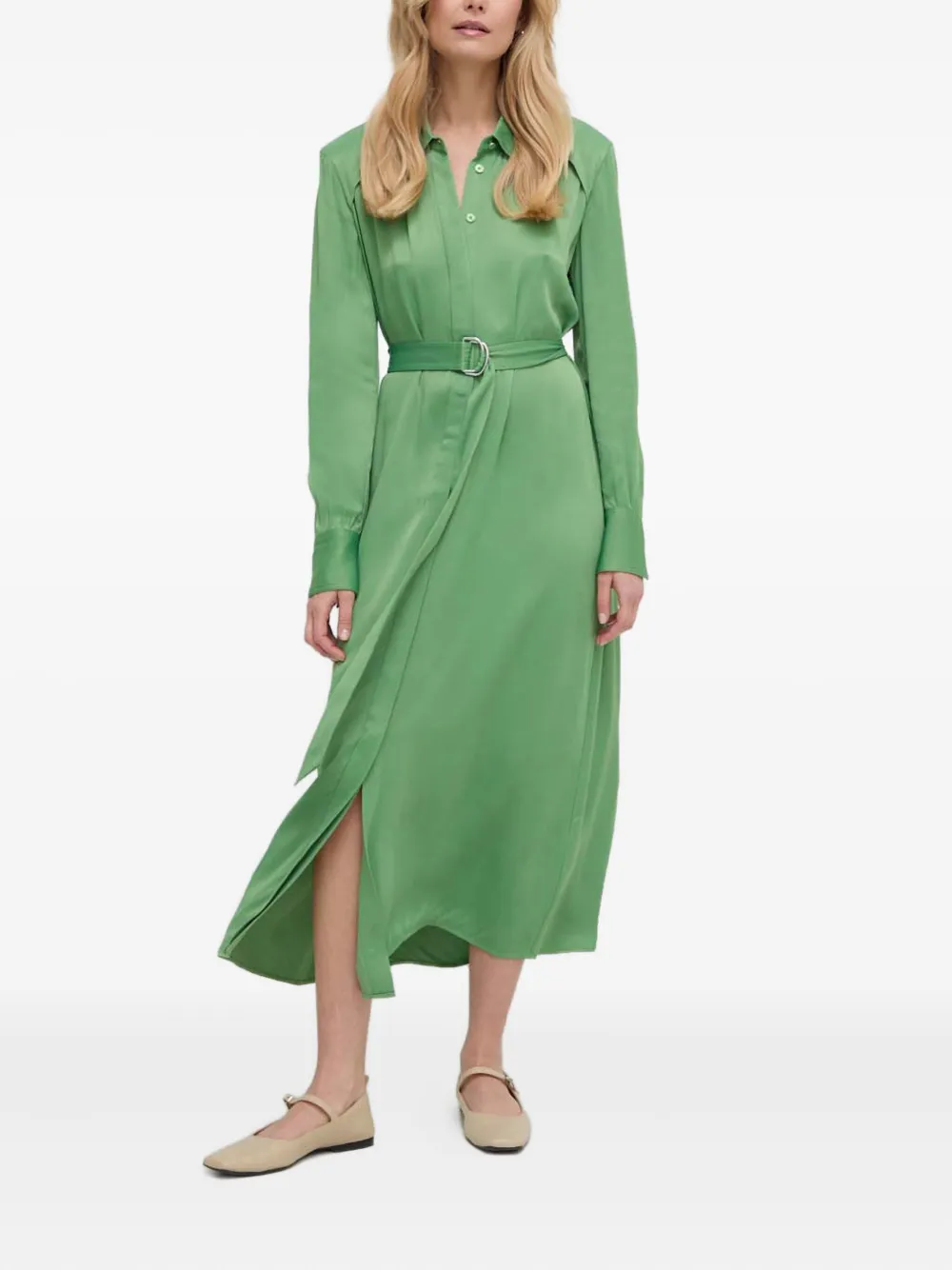 BOSS belted midi shirt dress - Groen