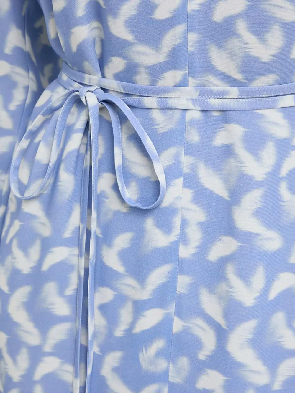 Hugo Boss V-neck Feather-print Mini Dress In Blue