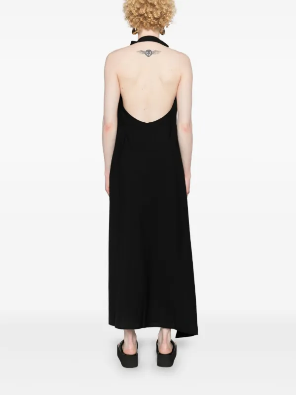 Rhe Halterneck Virgin Wool Maxi Dress | Black | FARFETCH
