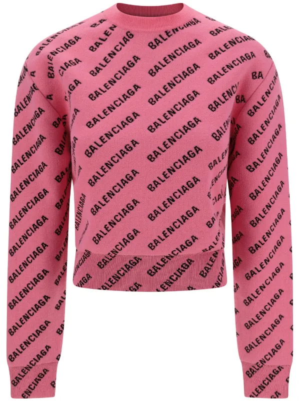 Balenciaga Jacquard Sweater Pink FARFETCH CA