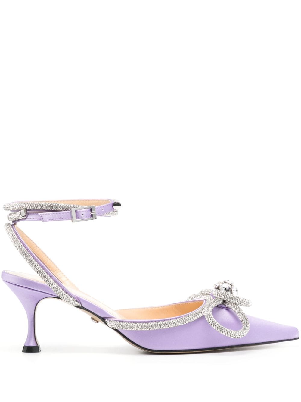 Mach & Mach Double Bow 65mm Crystal Pumps In Purple