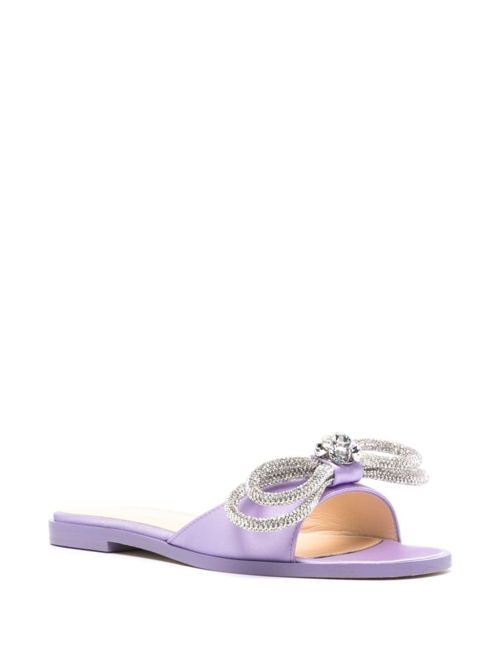 Shop Mach & Mach Double Bow Crystal Slides In Purple