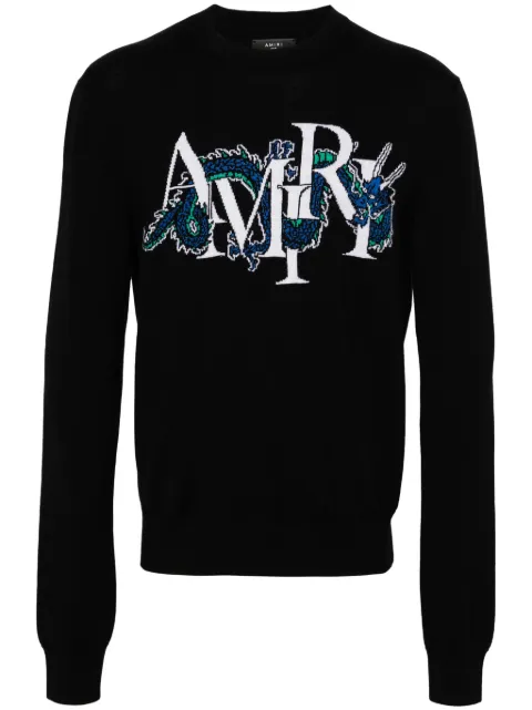 AMIRI logo-jacquard wool-blend jumper