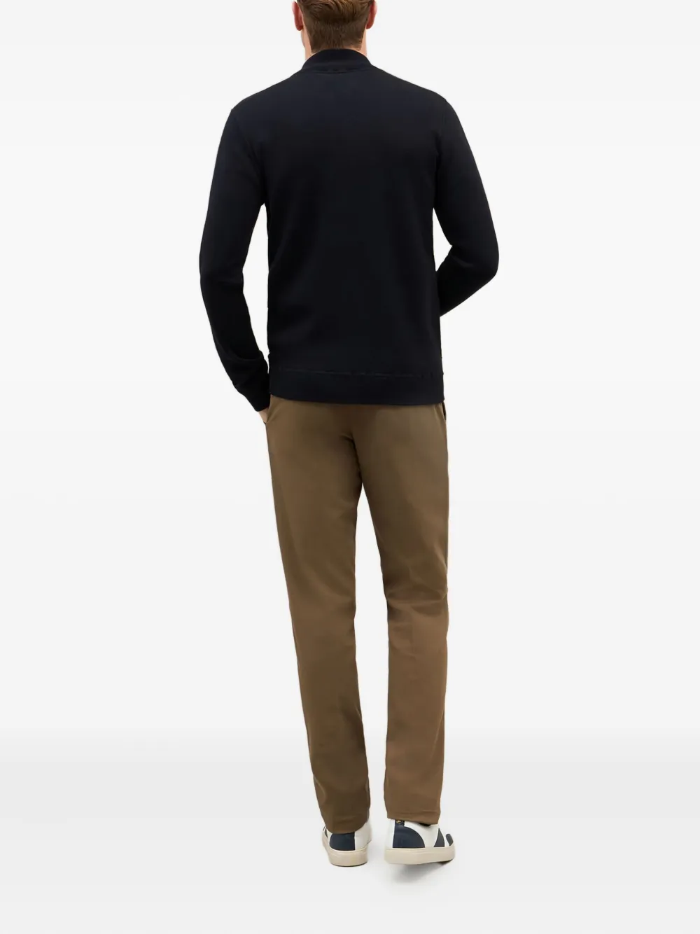 Boglioli High-neck Zip-front Cardigan In Blue