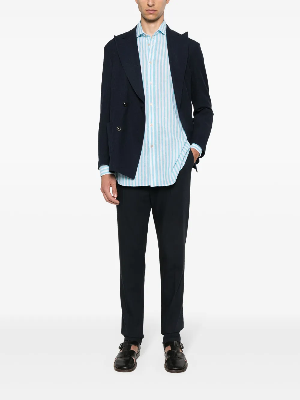 Boglioli long-sleeve striped shirt - Blauw