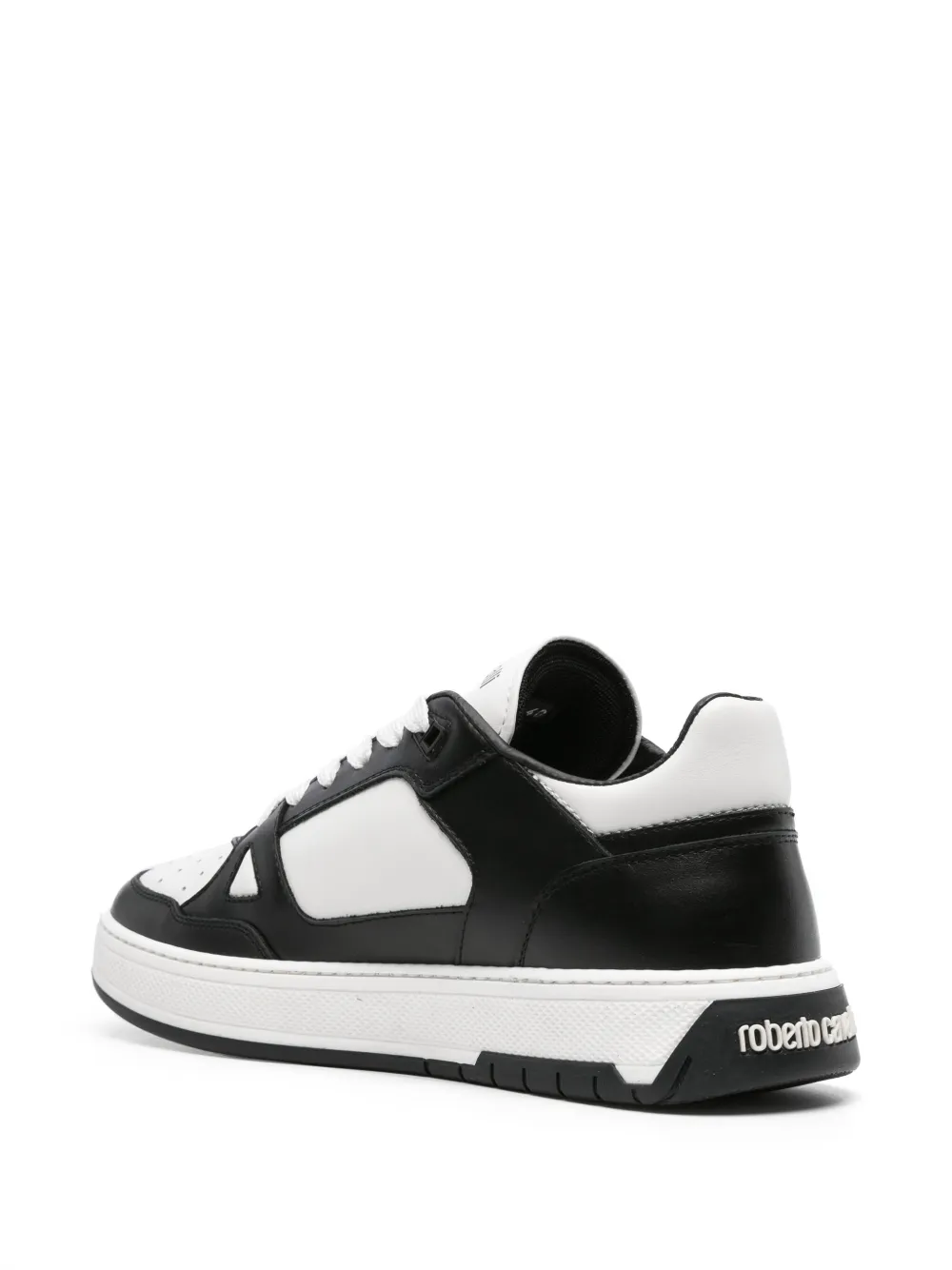 Shop Roberto Cavalli Rc-plaque Leather Sneakers In Black