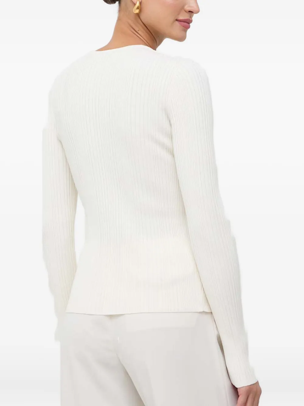 Hugo Boss Ribbed-knit Cardigan In White