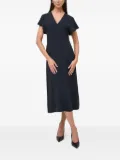 BOSS flutter-sleeve V-neck midi dress - Blue