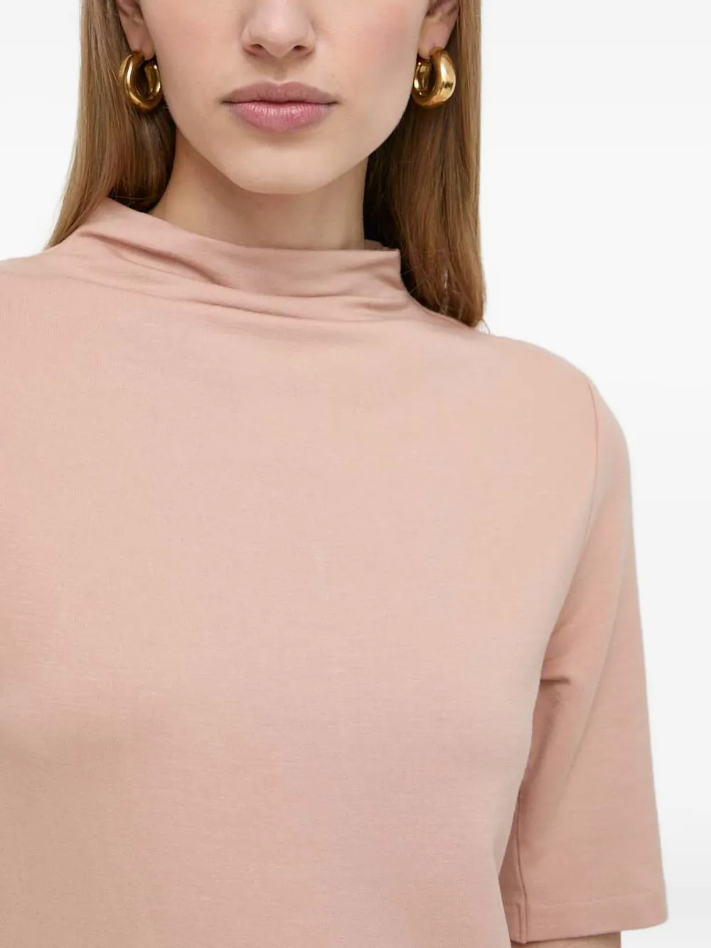 BOSS Etikat top met hoge hals en korte mouwen Roze