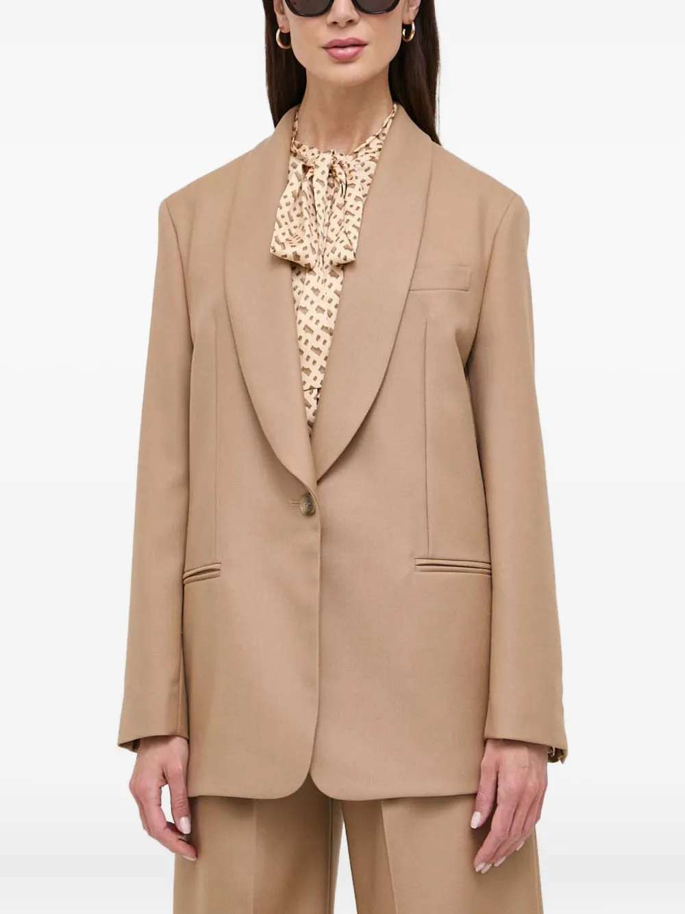 BOSS shawl-collar single-breasted blazer | Neutrals | Image 1