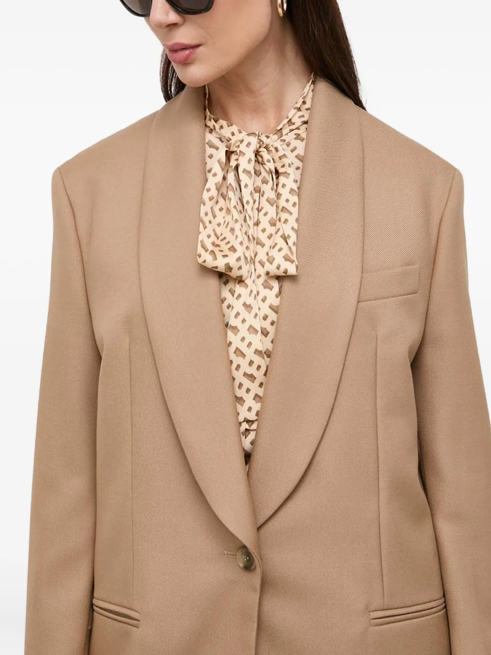 Hugo Boss Shawl-collar Single-breasted Blazer In Neutral