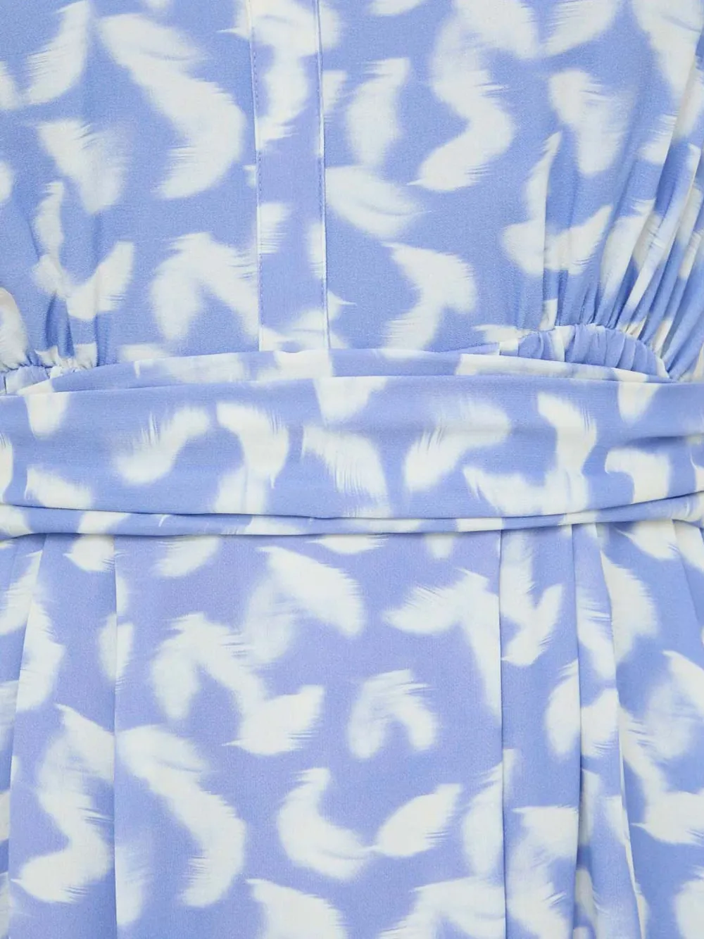Hugo Boss V-neck Feather-print Midi Dress In Blue